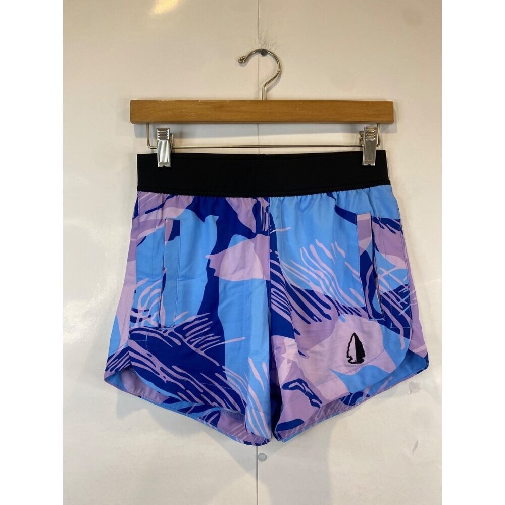 Tachuntfish Women's Purple Blue Activewear Shorts Unlined 4" Inseam Size XS